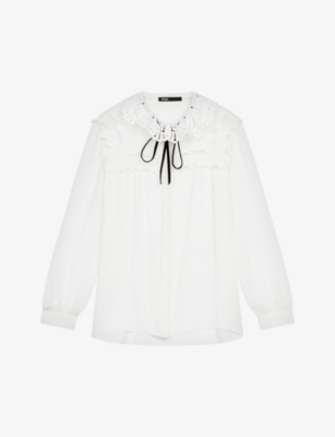 Ruffled relaxed-fit crepe shirt(9406953)