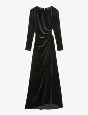 Rilexa split velvet midi dress(9453294)