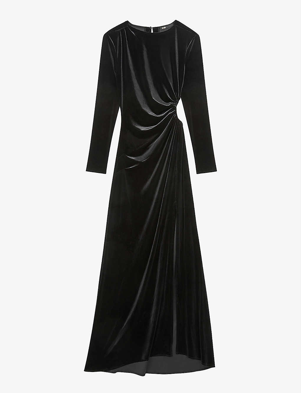 Rilexa split velvet midi dress(9453294)