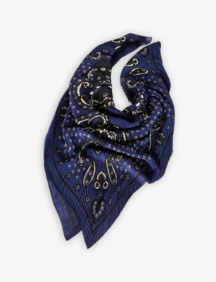 Babos pleated bandana-print woven scarf(9477511)