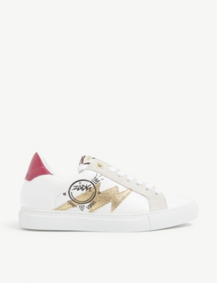 ZV1747 logo-patch leather trainers(9294101)