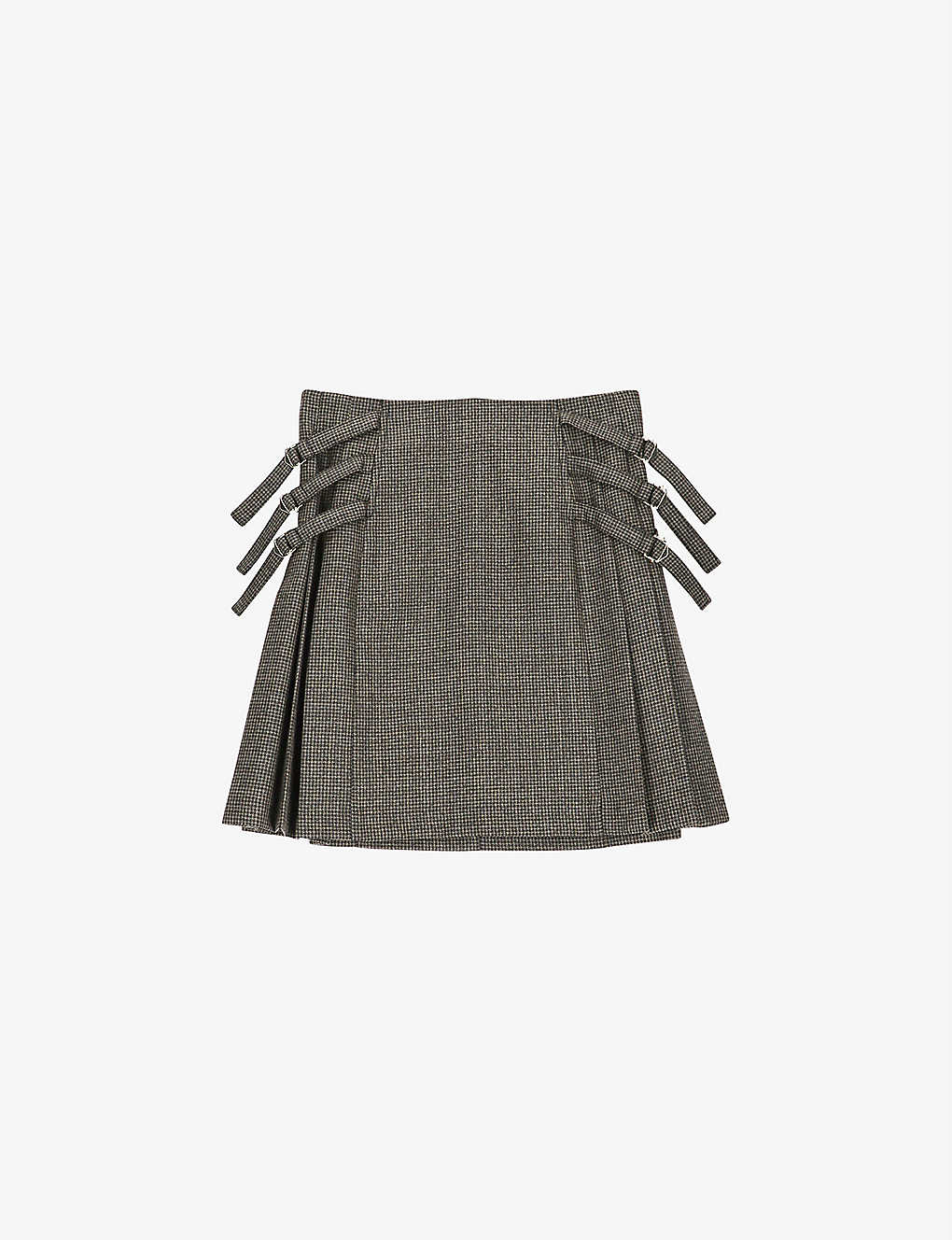Yolanda houndstooth-check wool-blend skirt(9446868)