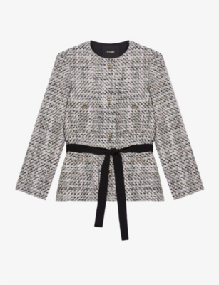 Venalta belted tweed-style woven jacket(9465125)