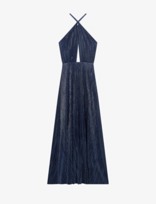 Rustina cut-out pleated-lamé woven dress(9462104)