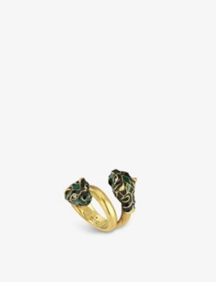 Tiger head enamel and gold-toned metal ring(9281968)