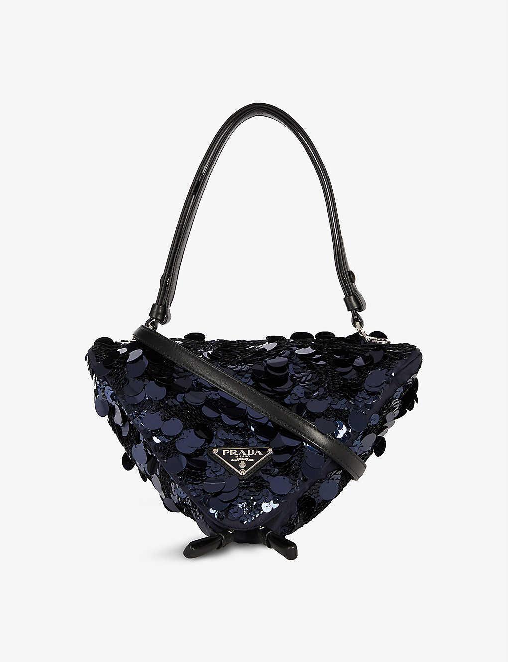 Sequin-embellished leather shoulder bag(9355260)