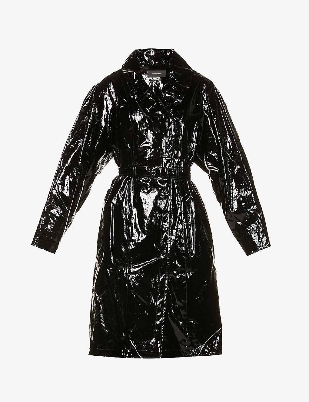 Epanima patent linen-blend trench coat(9343681)
