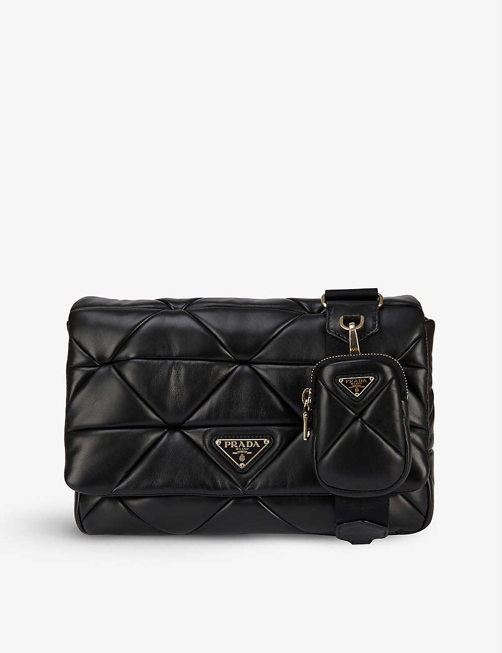 Quilted leather messenger bag(9286278)
