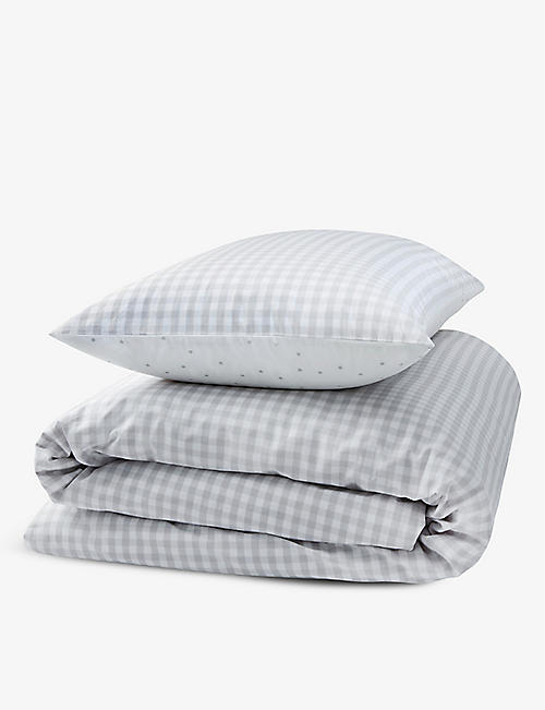 THE LITTLE WHITE COMPANY: Reversible cotton pillowcase 50cm x 75cm