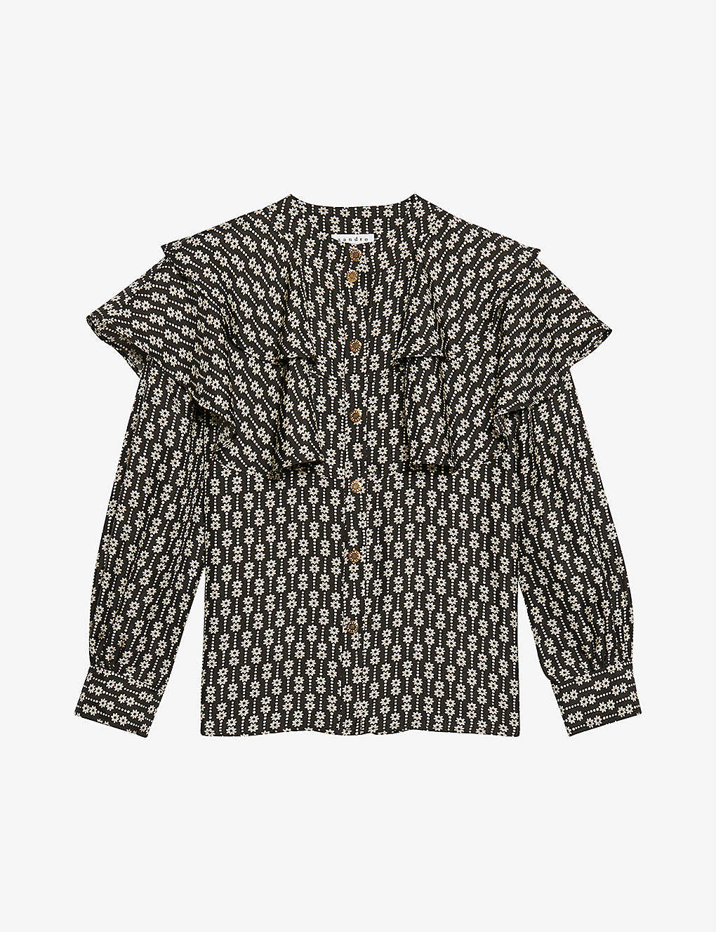 Reine graphic-print ruffle-detail silk shirt(9433374)