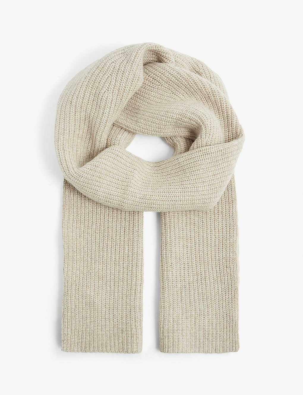 Textured ribbed recycled wool-blend scarf(9402664)
