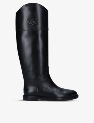 FF logo leather riding boots(9452921)