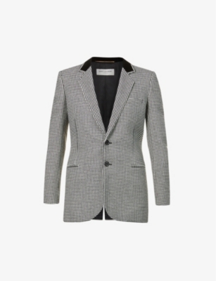 Check-print wool-blend blazer(9404611)