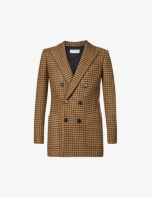 Checked double-breasted wool blazer(9404629)