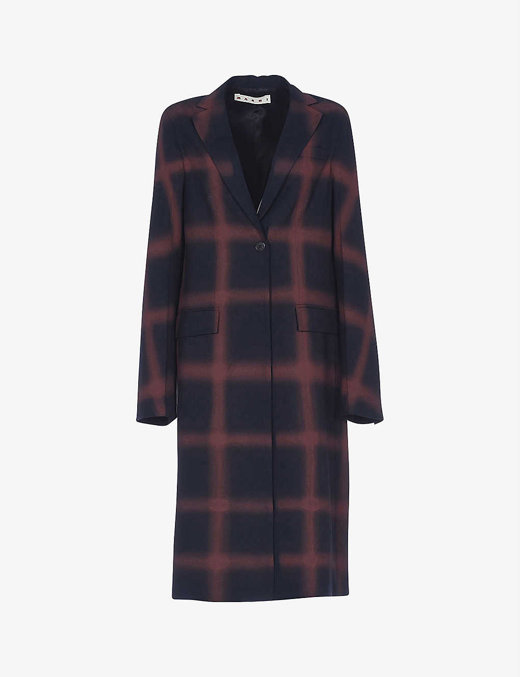 Checked single-breasted wool coat(9399081)