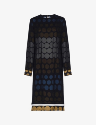 Pop Pois graphic-print overlay silk midi dress(9419666)