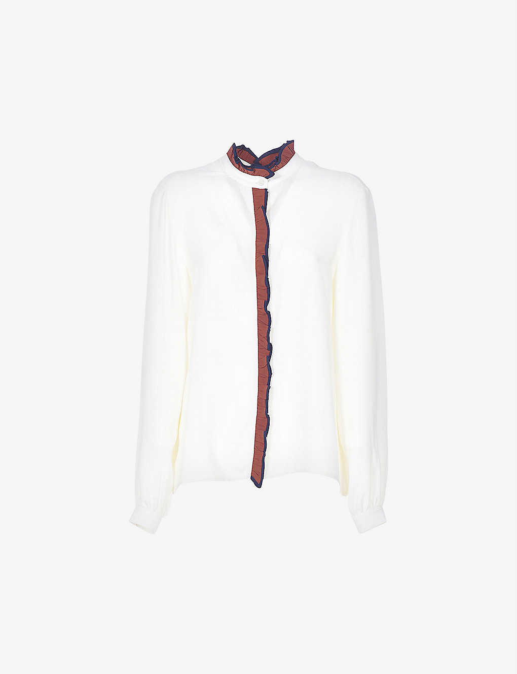 Ruffled-trimmed relaxed-fit woven shirt(9431858)