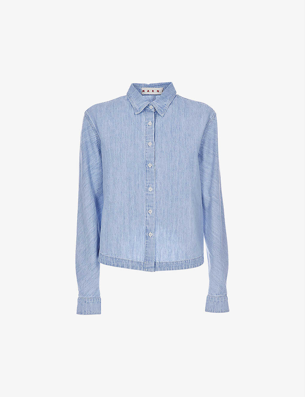 Collared chambray cotton and linen-blend shirt(9370138)