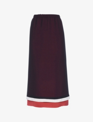 Georgette mid-rise silk midi skirt(9359285)