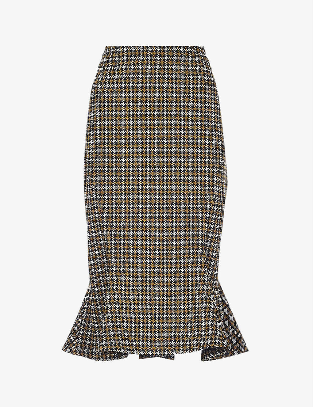 Checked high-waist woven midi skirt(9359956)