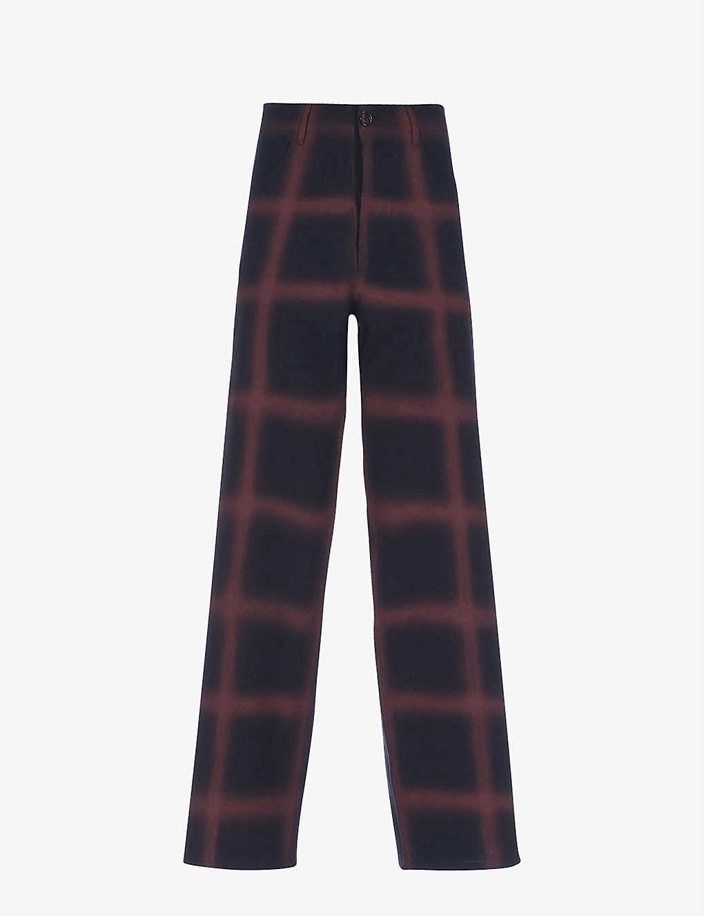 Checked wool loose-fit trousers(9394395)