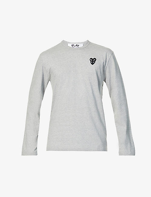 COMME DES GARCONS PLAY: Overlap heart-print cotton-jersey top