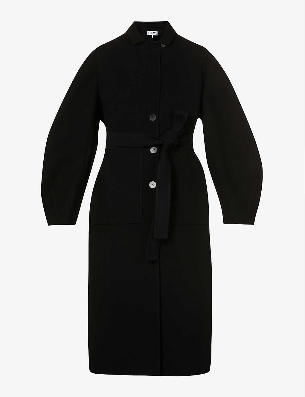 Dropped-shoulder notch lapel wool-cashmere blend coat(9362197)