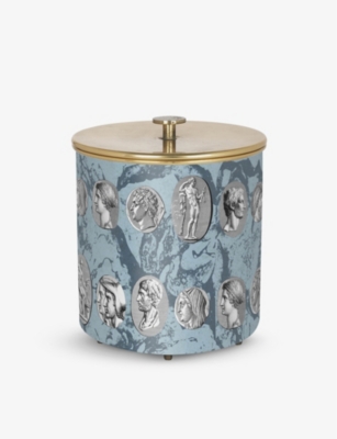 FORNASETTI: Cammei graphic-print iron, plastic and brass ice bucket 27cm