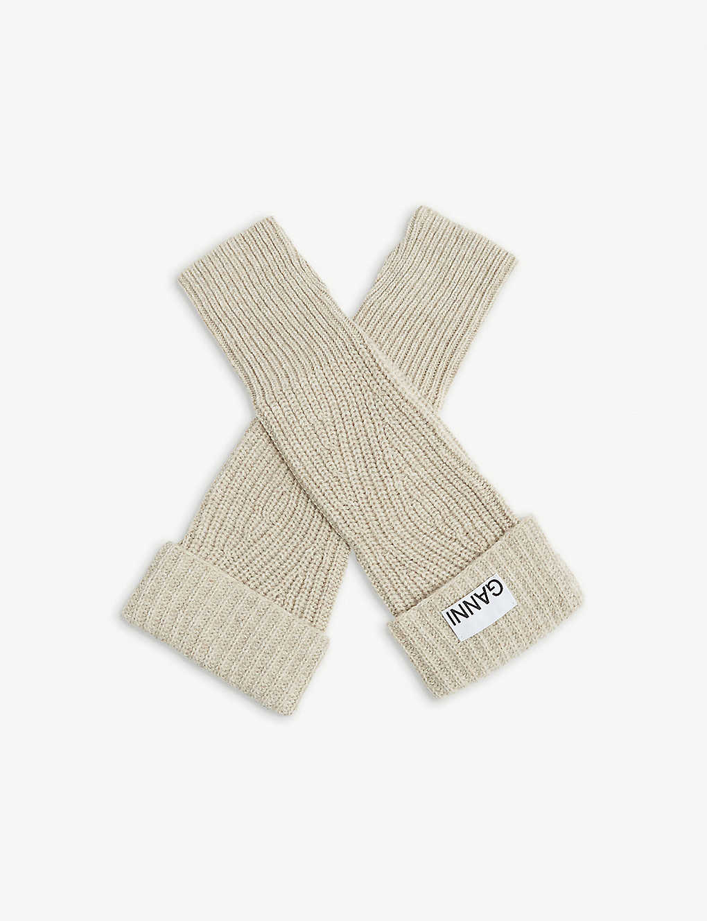 Branded ribbed recycled wool-blend arm warmers(9402670)