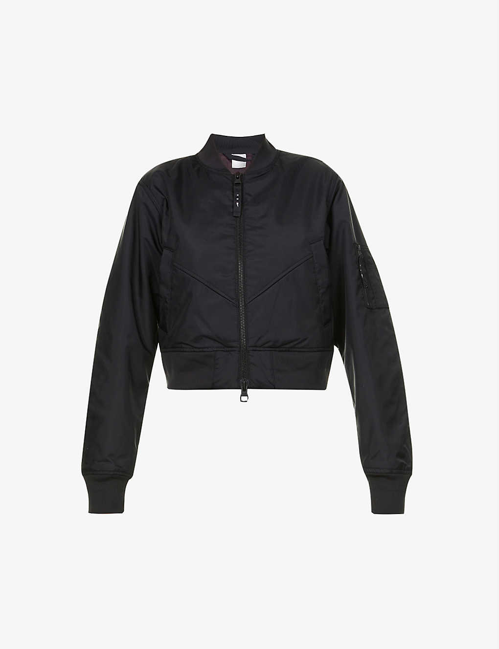Branded cropped shell bomber jacket(9344375)