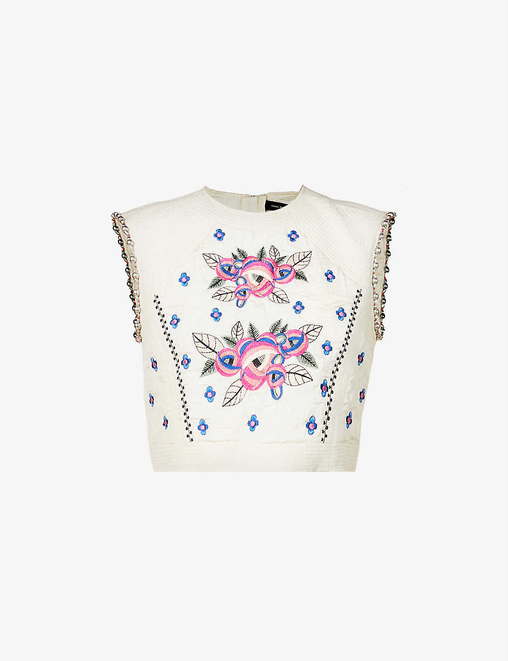 Clarisse floral-embroidered silk top(9418123)