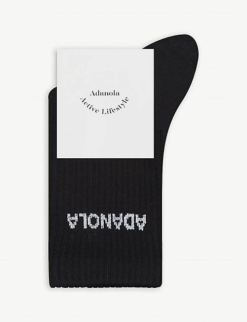ADANOLA: Logo-print ribbed cotton-blend socks