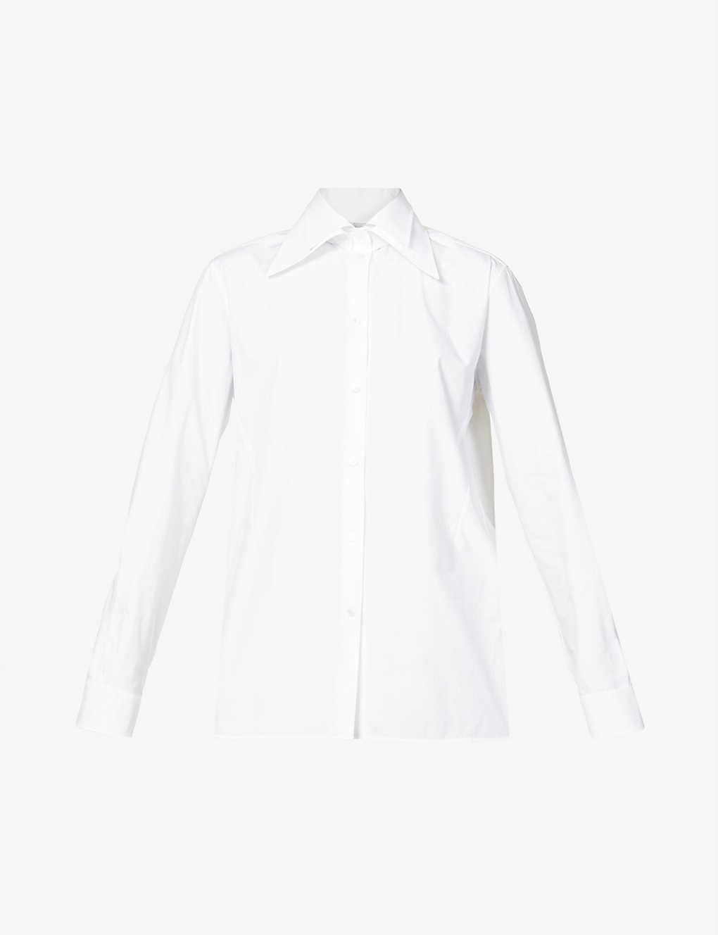 Long-sleeved pearlescent-button cotton-poplin shirt(9387628)
