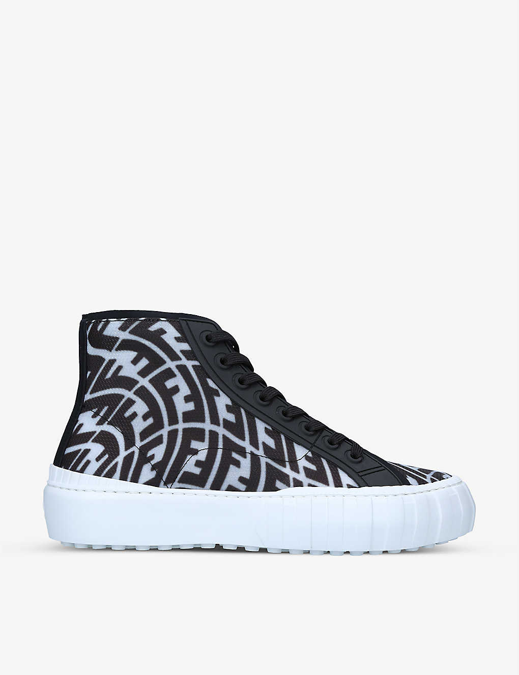 Force brand-print leather and woven high-top trainers(9339586)