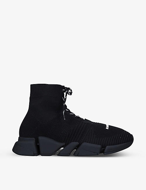 BALENCIAGA: Men's Speed 2.0 lace-up stretch-knit trainers