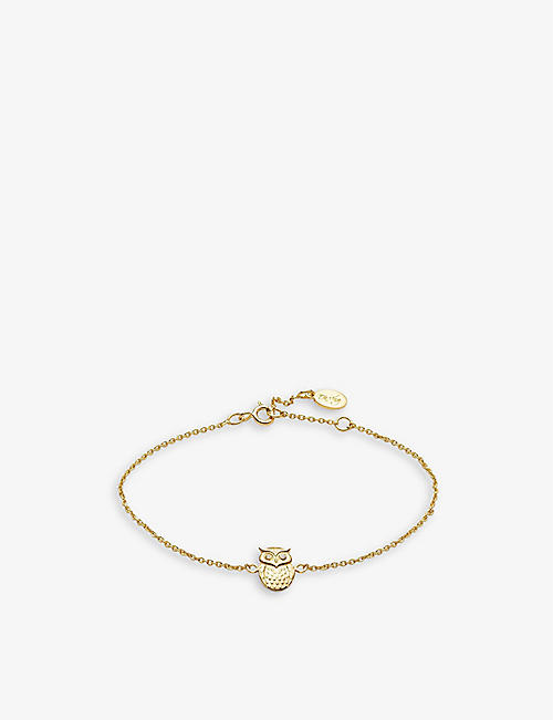 LA MAISON COUTURE: With Love Darling #4 Wisdom 14ct yellow gold-plated vermeil sterling-silver and cubic zirconia bracelet