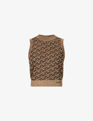 La Greca-print knit top(9392433)