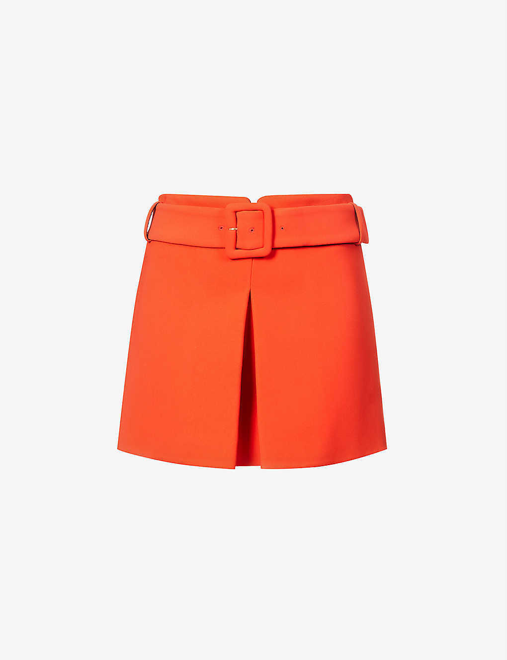 Belted high-waist woven mini skirt(9391318)