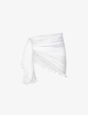 SEAFOLLY: Tasselled self-tie cotton gauze sarong