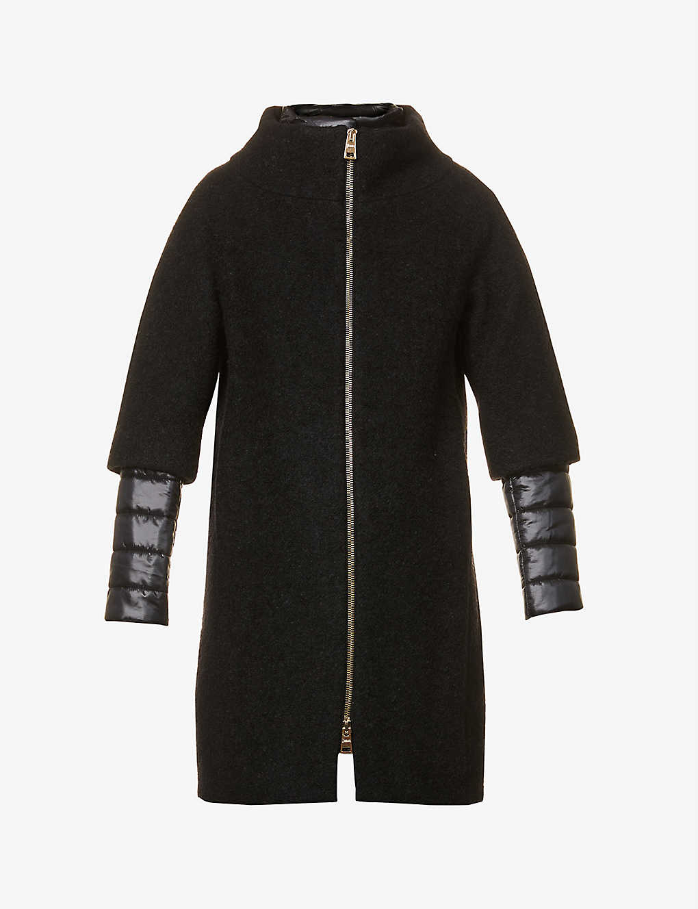 Funnel-neck padded wool-blend coat(9389126)