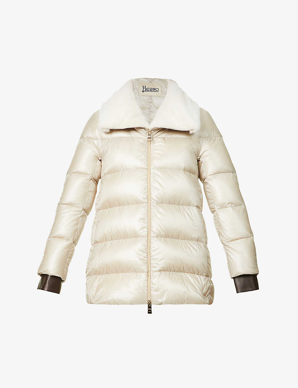Faux fur-collar padded shell jacket(9437819)