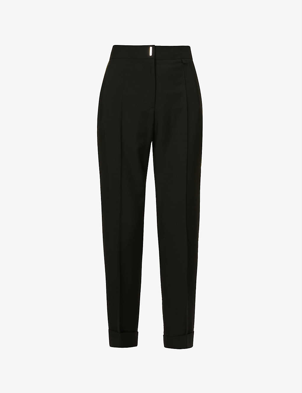 Cuffed slim-leg mid-rise wool and mohair-blend trousers(9427775)