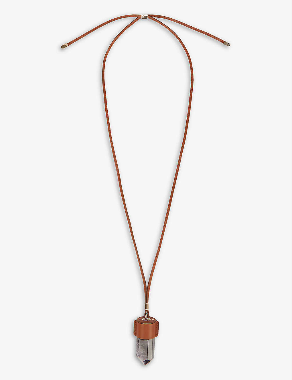 Jemma leather and smoky quartz crystal necklace(9385969)