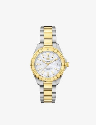 TAG HEUER: WBD1320.BB0320 Aquaracer 18ct yellow gold-plated stainless-steel quartz watch