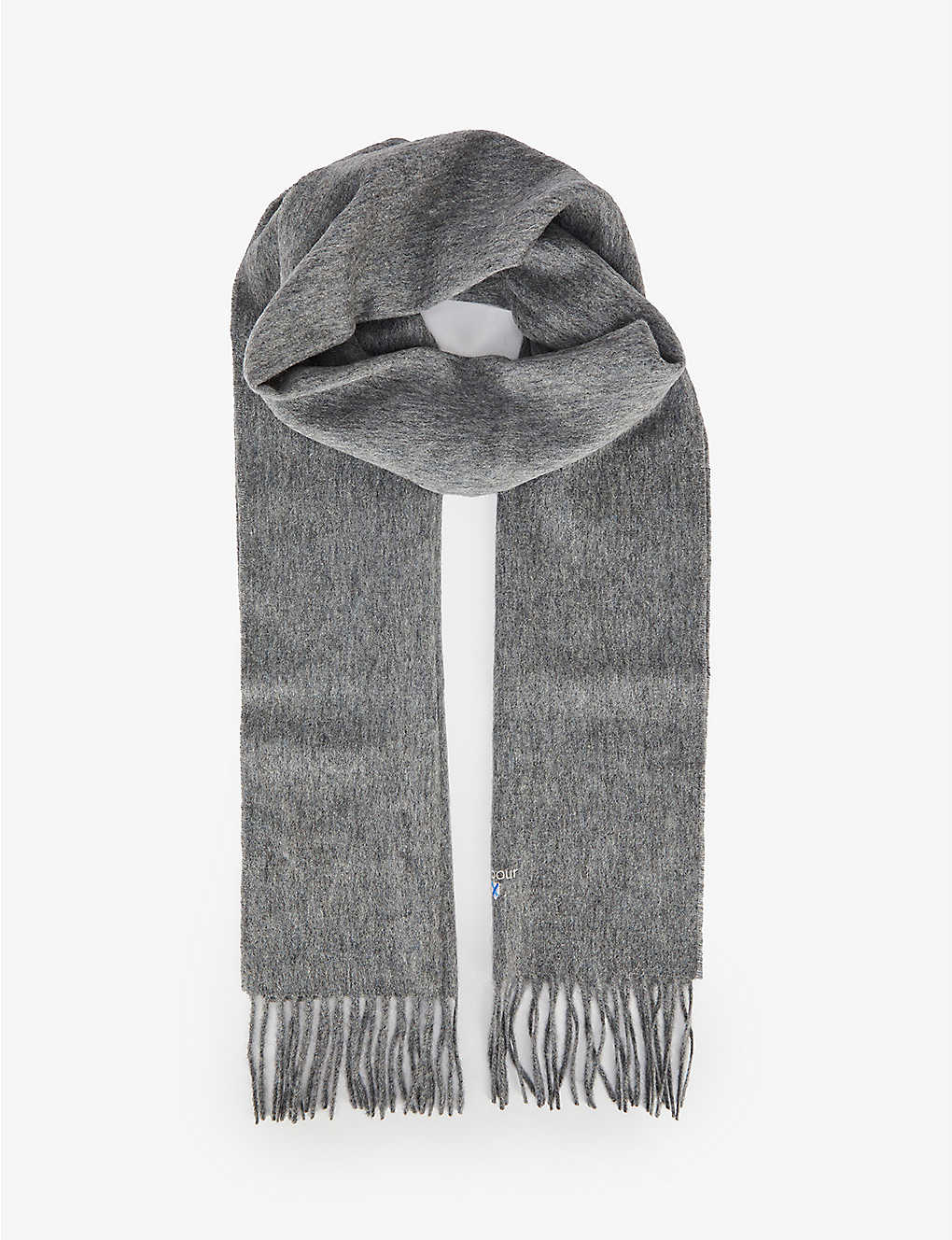 Logo-embroidered fringed wool scarf(9438980)