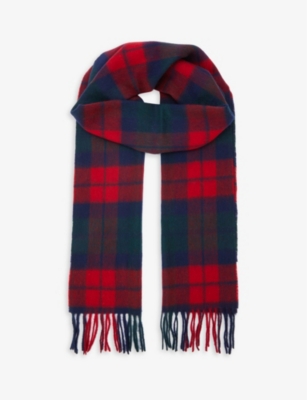 Tartan-pattern tassel wool and cashmere-blend scarf(9439479)