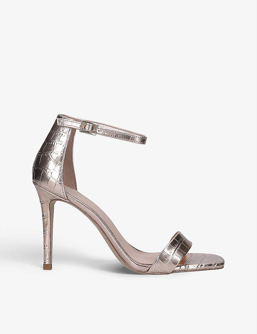 Afendaven metallic crocodile-embossed faux-leather heeled sandals(9470134)