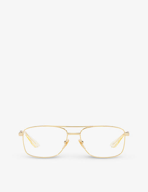 GUCCI: GG0986O pilot-frame gold-tone metal glasses