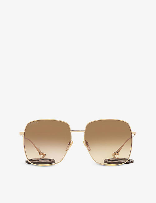 GUCCI: GG1031S square-frame logo-charm metal sunglasses