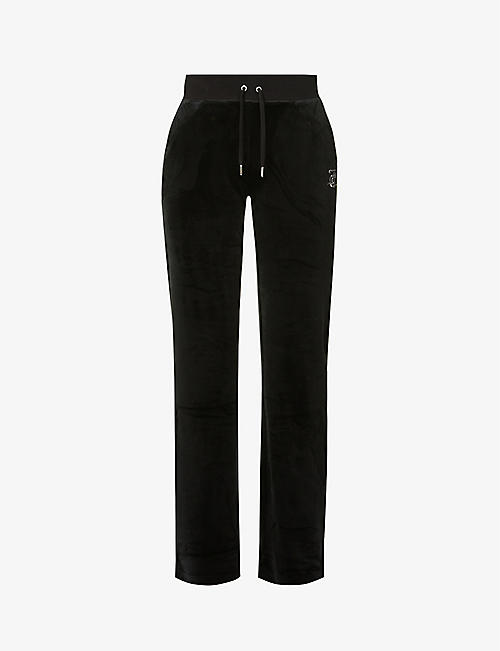 JUICY COUTURE: Relaxed-fit straight-leg high-rise velour jogging bottoms